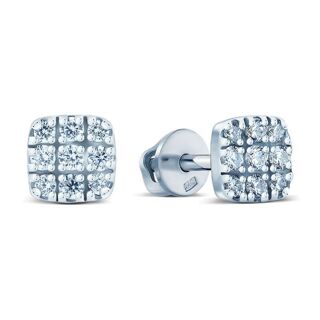 Sterling Silver Square Stud Earrings with Cubic Zirconia
