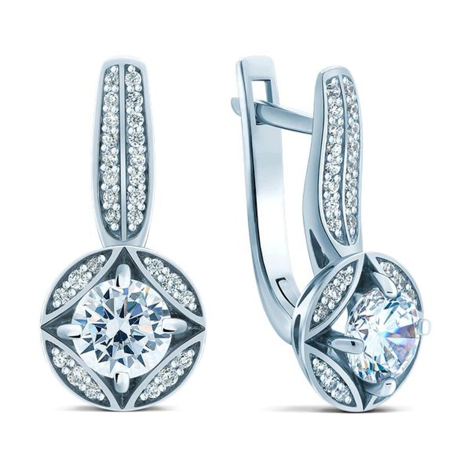Sterling Silver Superellipse Earrings with Cubic Zirconia