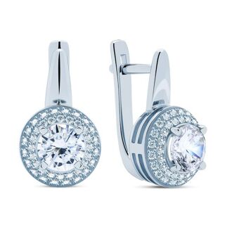 Sterling Silver Earrings in Cubic Zirconia Concentric Circles