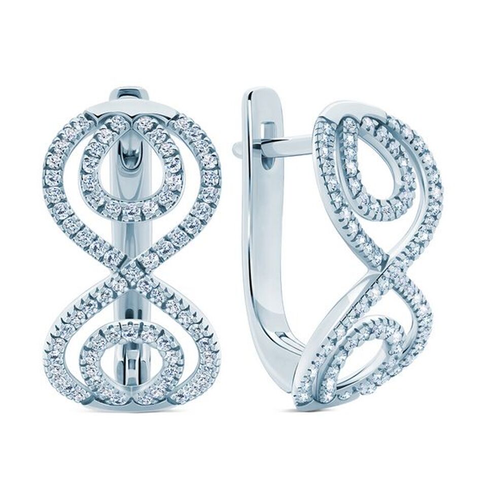 Ethereal Sterling Silver Infinity Earrings in Cubic Zirconia