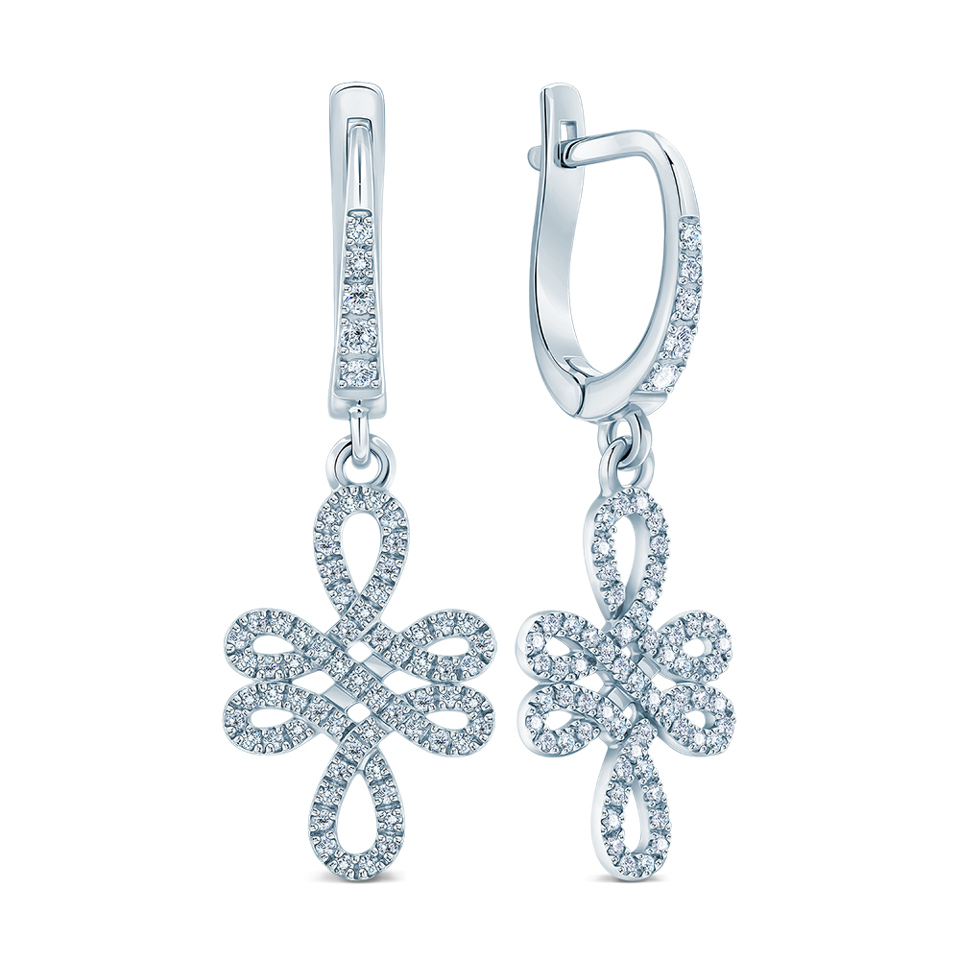 Sterling Silver Infinity Cross Earrings in Cubic Zirconia