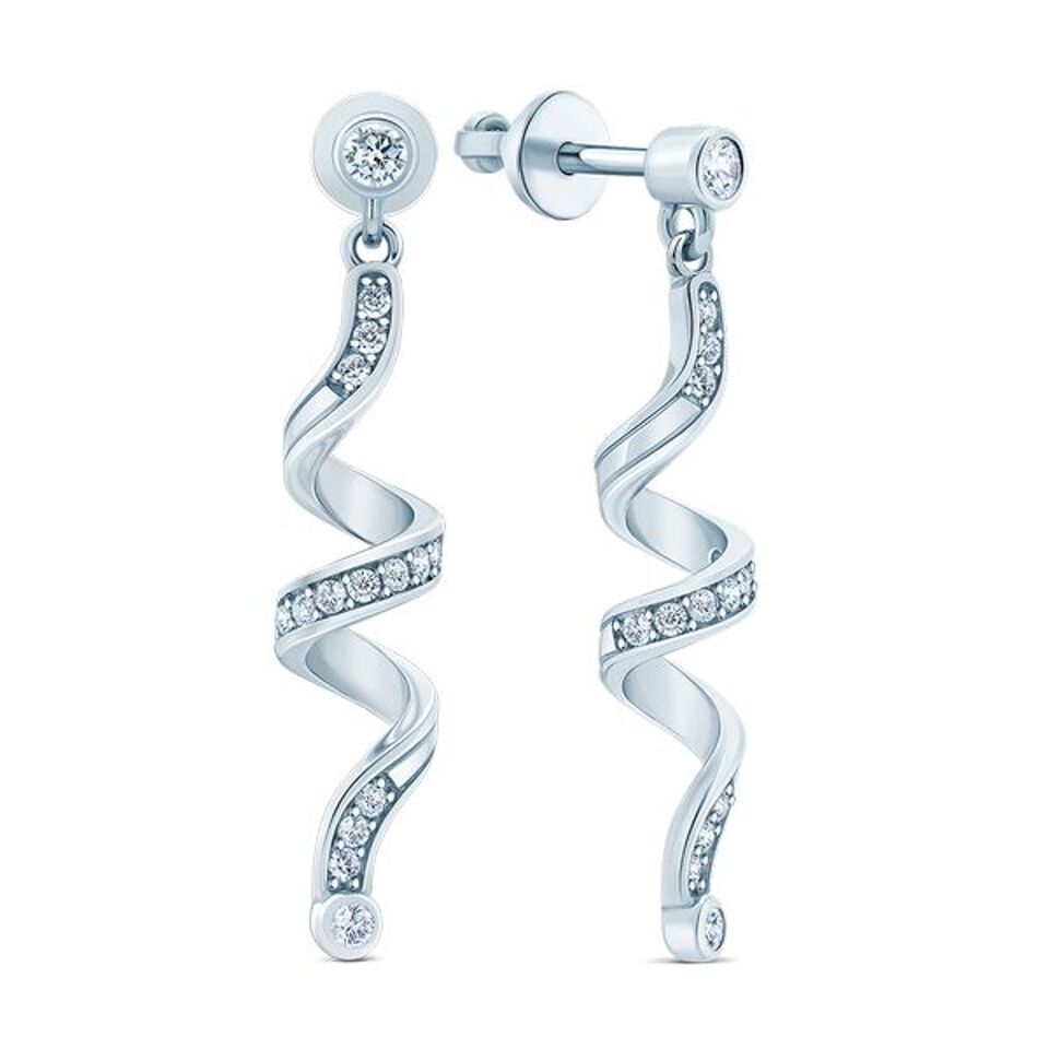 Sterling Silver Twist Earrings in Cubic Zirconia