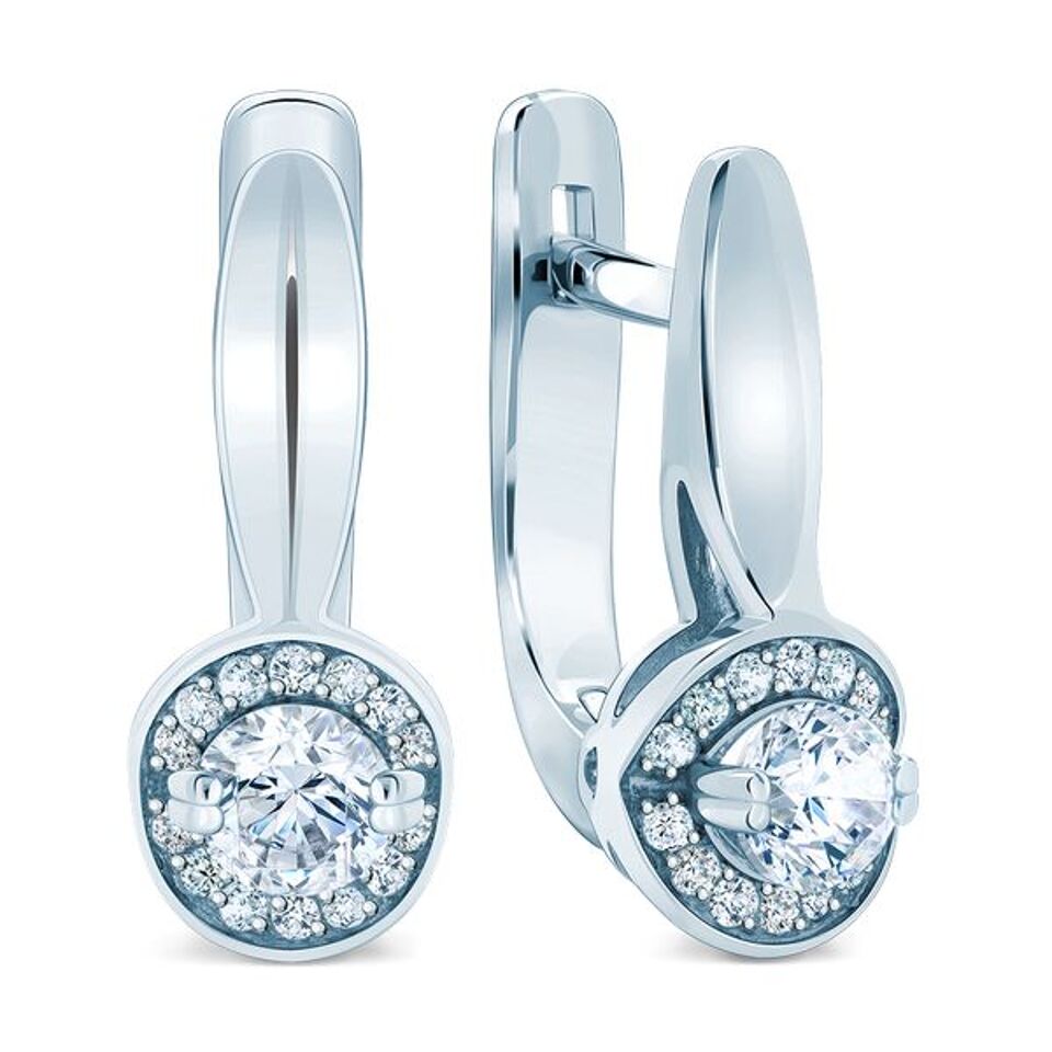 Sterling Silver Drop Earrings with Cubic Zirconia Statement