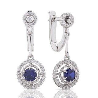 Sterling Silver Blue Earrings with Cubic Zirconia
