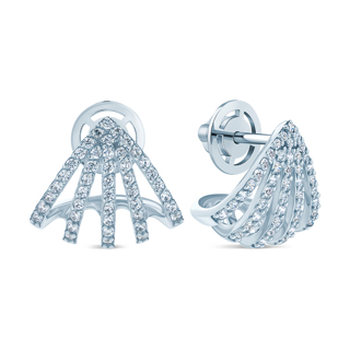 Sterling Silver Arc Earrings in Cubic Zirconia
