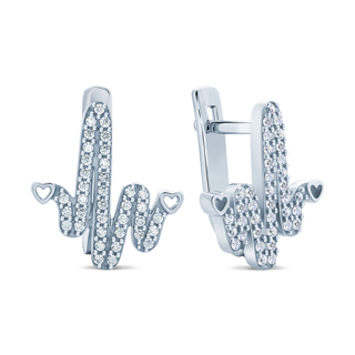 Sterling Silver Love Frequency Earrings in Cubic Zirconia