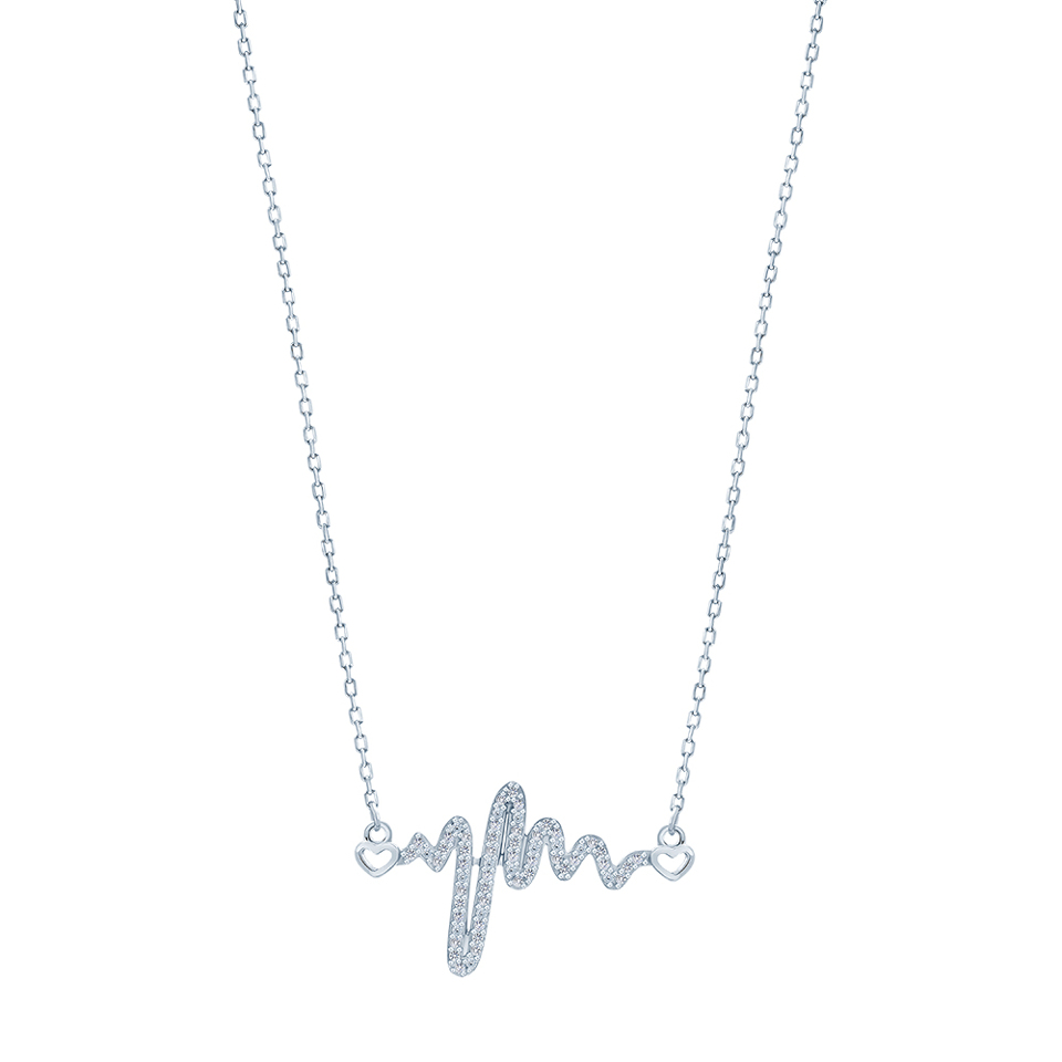 Sterling Silver Love Frequency Necklace in Cubic Zirconia