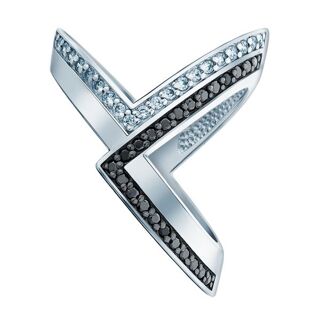 Duality Sterling Silver Ring with Black & White Cubic Zirconia Detail