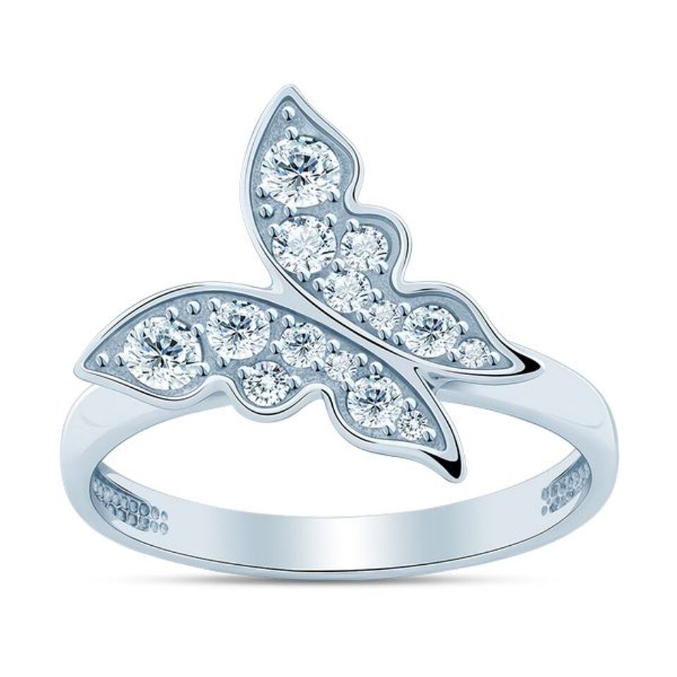 Sterling Silver Butterfly Ring in Cubic Zirconia