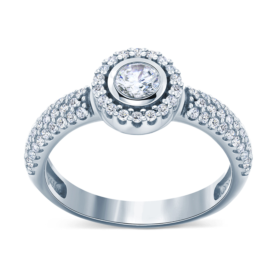 Sterling Silver Round Ring in Cubic Zirconia