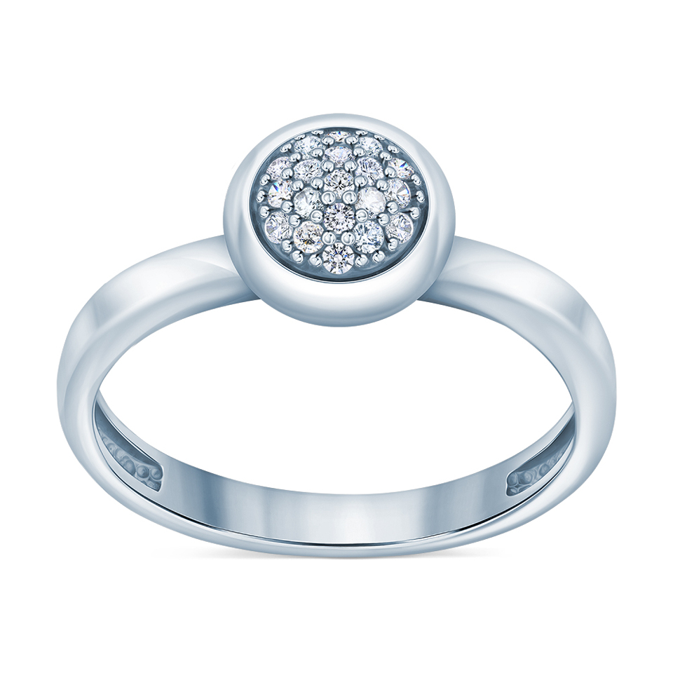 Round Sterling Silver Band Ring in Cubic Zirconia